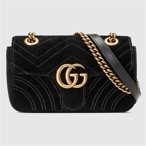 gucci marmont velvet shoulder bag black mini|gucci denim marmont bag.